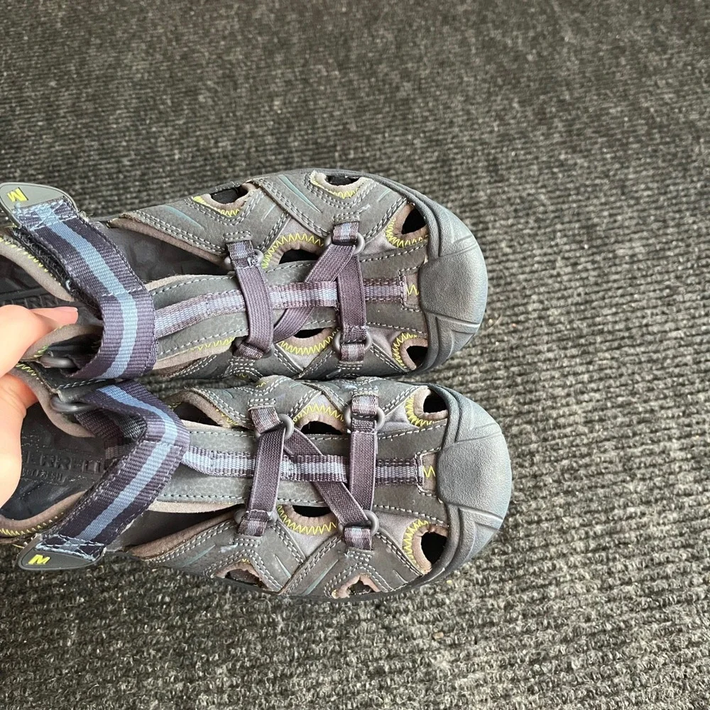 Merrell Hydro Water Sandals Kids Size 5W Gray Blue Waterproof Hiking Trail Shoes